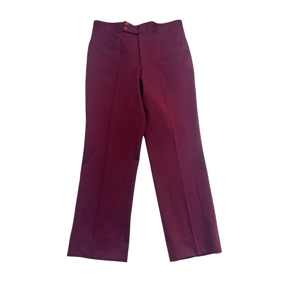 vtg 70s Burgundy 34x30 Knit Polyester Dress Pants Trousers Bootcut Retro Mens‎